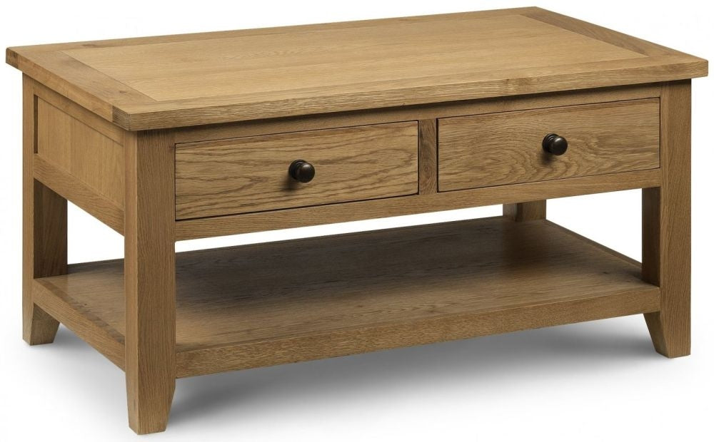 Astoria Waxed Oak 2 Drawer Coffee Table