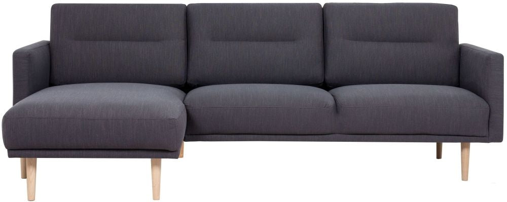 Larvik Chaiselongue Fabric Sofa Anthracite with Oak Legs (LH)