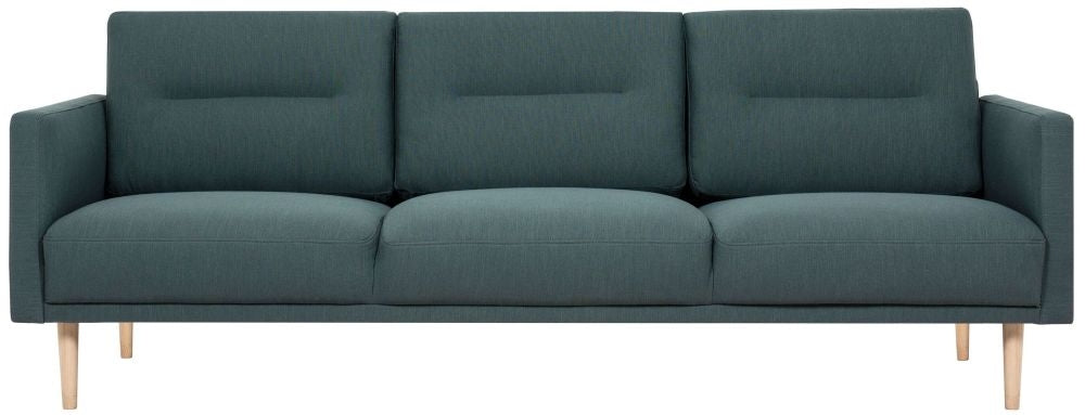 Larvik Fabric Dark Green 3 Seater Sofa with Oak Legs