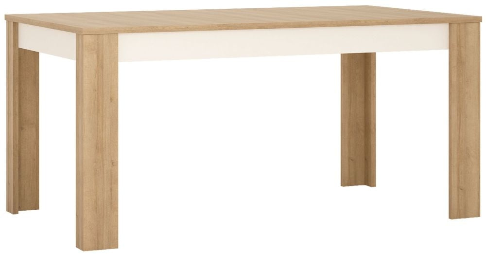 Lyon 160cm-200cm Large 6 Seater Extending Dining Table in Riviera Oak and White High Gloss