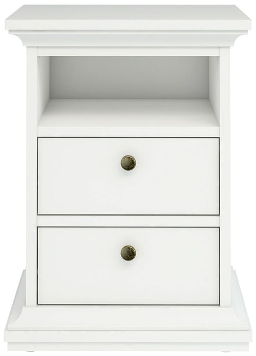 Paris 2 Drawer Bedside Cabinet in White