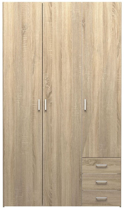 Space Wardrobe 3 Door 3 Drawer in Oak