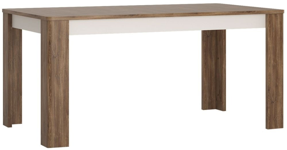 Toledo Gloss White and Stirling Oak 6 Seater Extending Dining Table