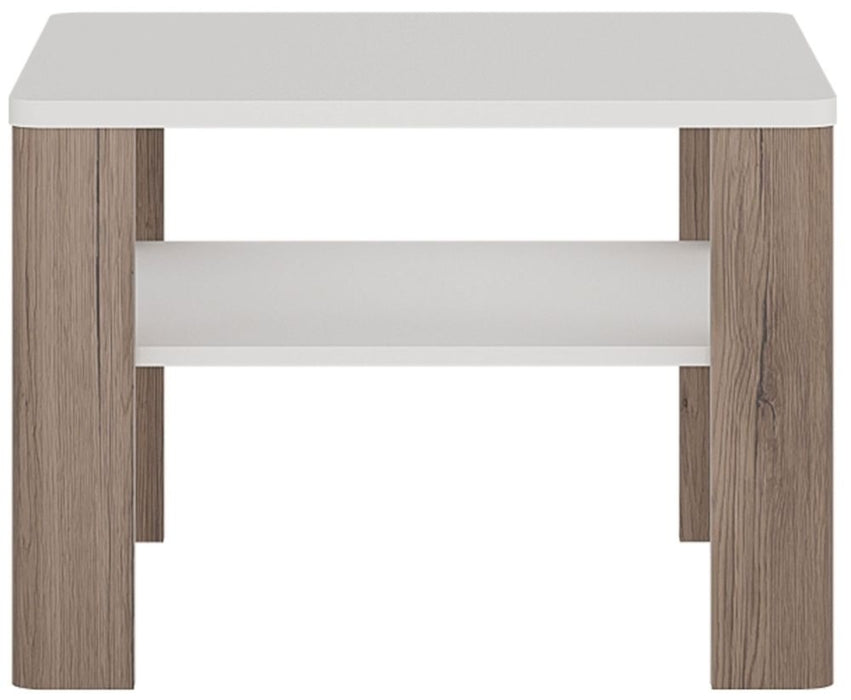 Toronto Coffee Table with Shelf in Gloss White and Sanremo Oak