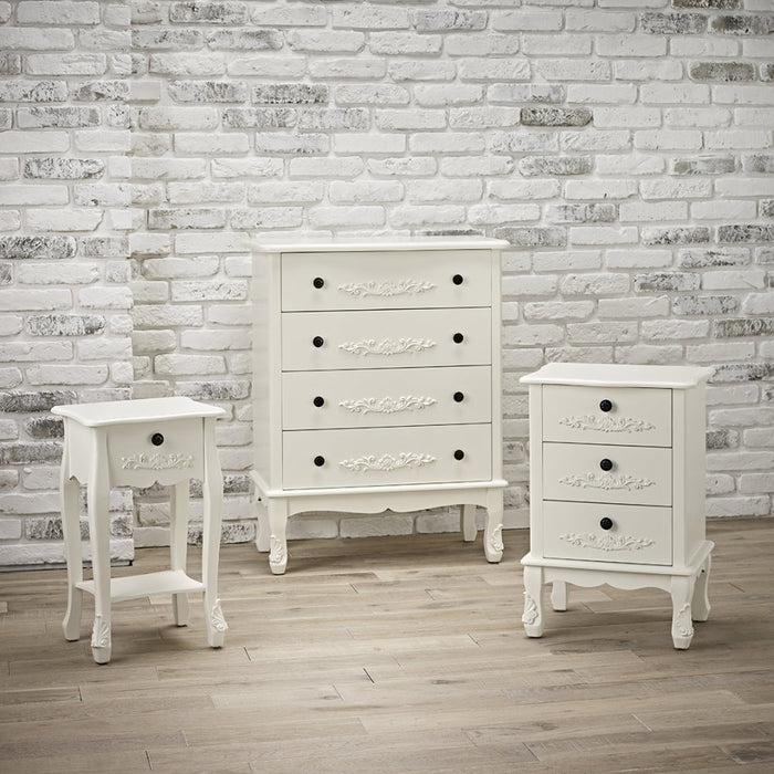 Antoinette French Style White 1 Drawer Bedside Cabinet