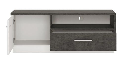 Zingaro Slate Grey and White 1 Door 1 Drawer TV Cabinet