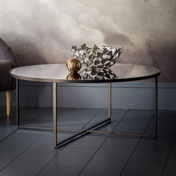 Torrance Grey Mirrored 100cm Round Coffee Table