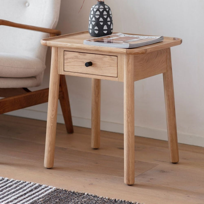 Kingham Natural Oak Side Table - 1 Drawer