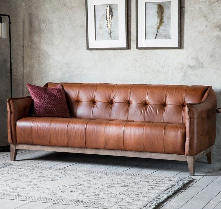 Ecclestone Vintage Brown Leather 3 Seater Sofa
