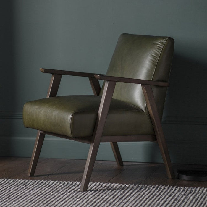 Neyland Heritage Green Leather Armchair