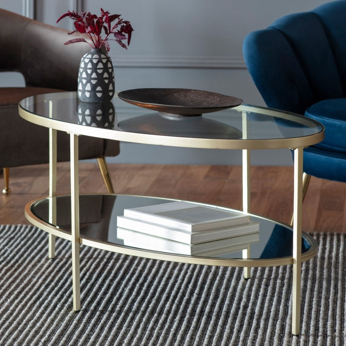 Hudson Clear Glass and Champagne Oval Coffee Table