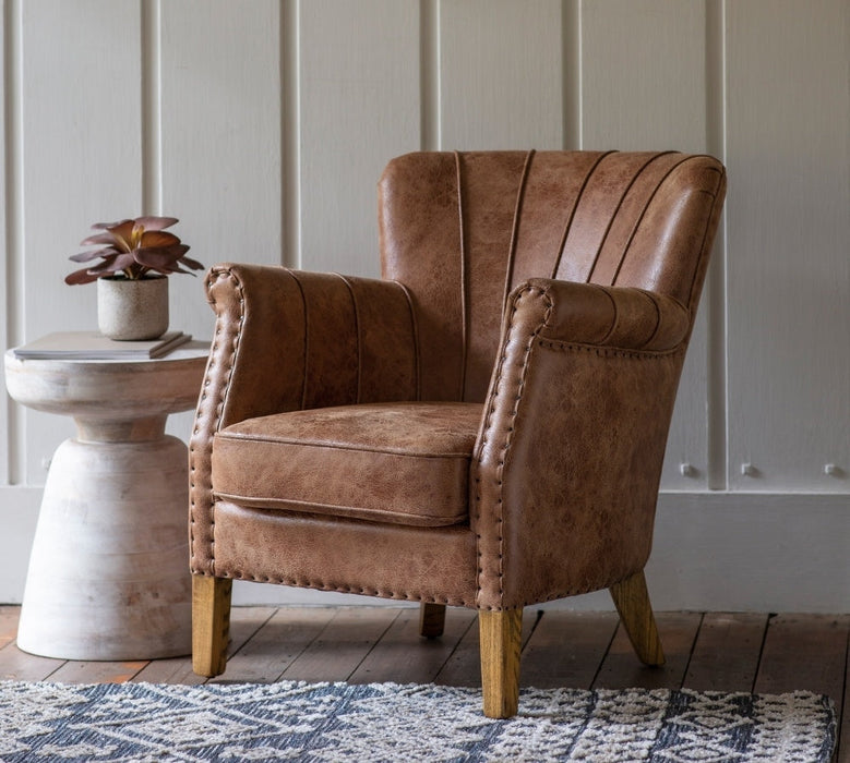 Hickman Brown Leather Armchair
