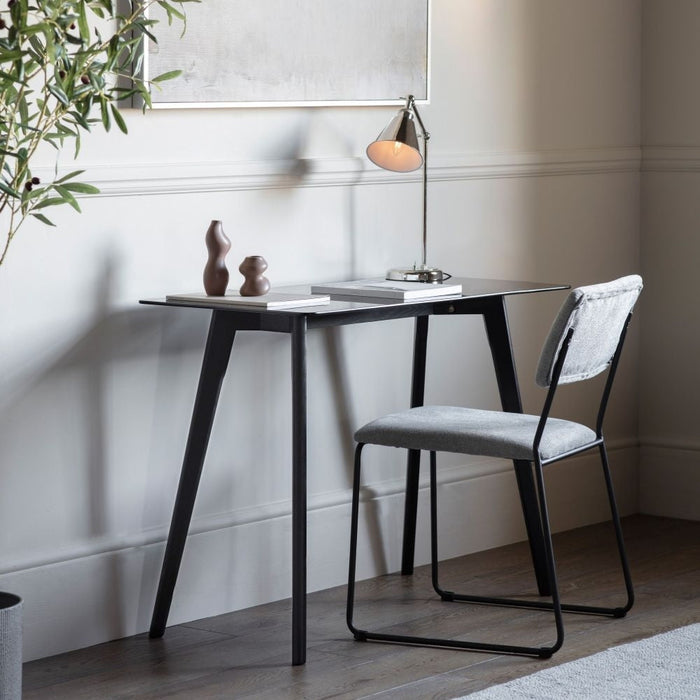 Blair Glass and Black Oak Writing Desk
