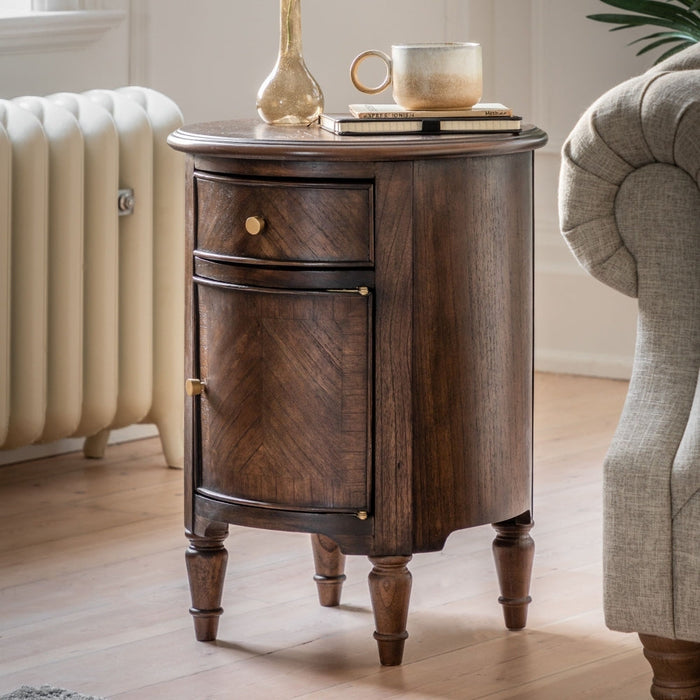 Madison Dark Coffee Wooden Drum Side Table