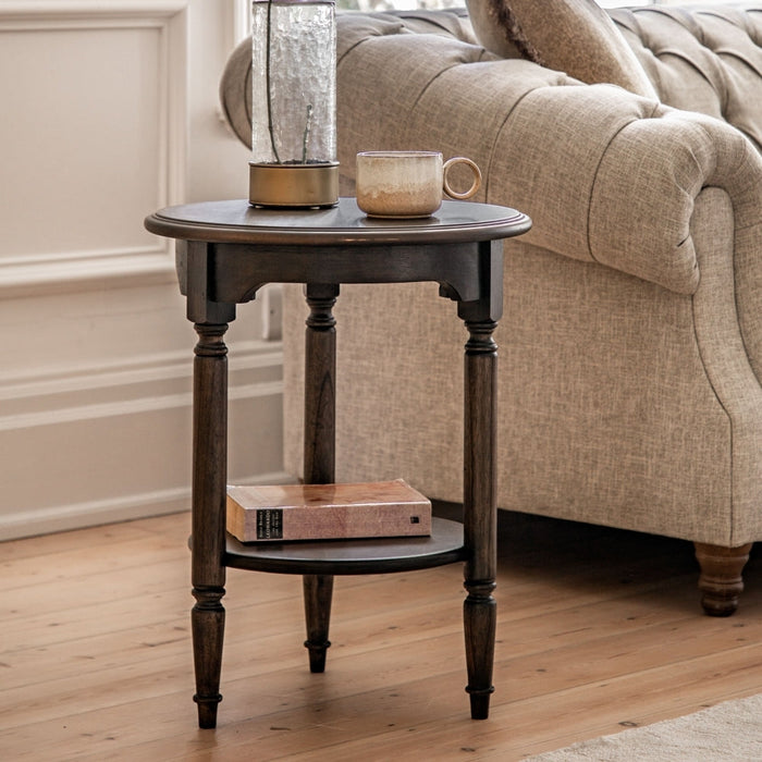Madison Dark Coffee Wooden Round Side Table