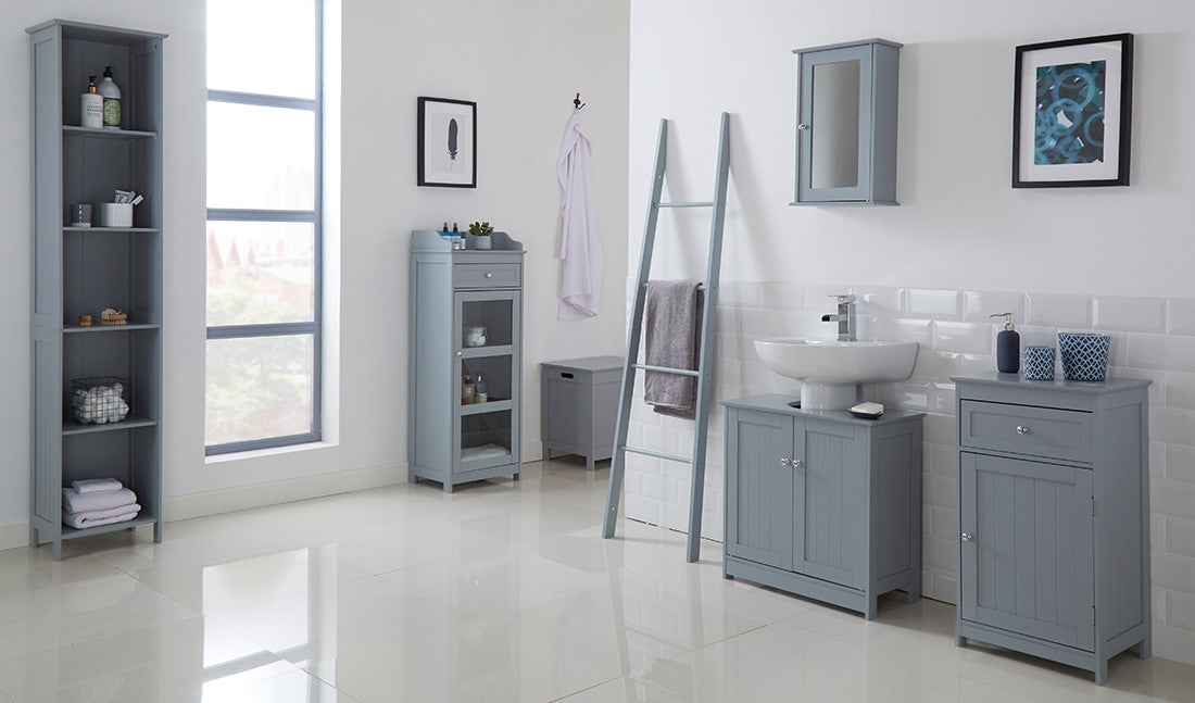 Alaska Grey Italian 1 Door Mirrored Wall Cabinet