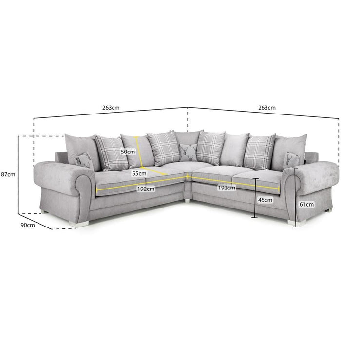 Verona Scatterback Black Large Corner Sofa