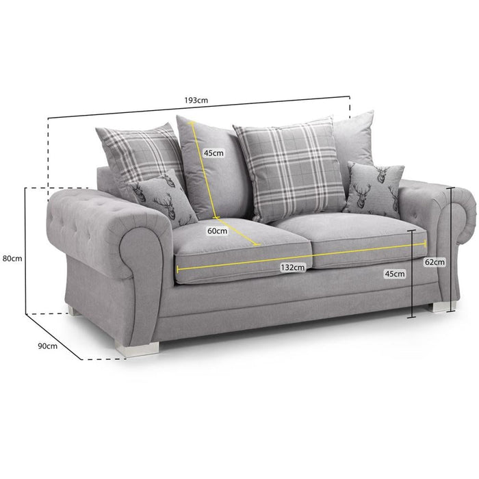 Verona Scatterback Grey 3 Seater Sofabed