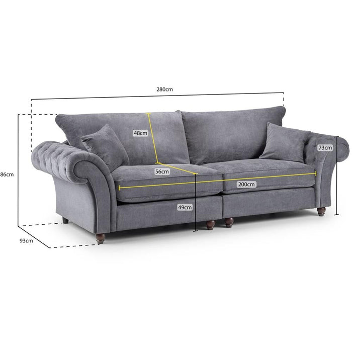 Windsor Fullback Grey 4 Seater Sofa