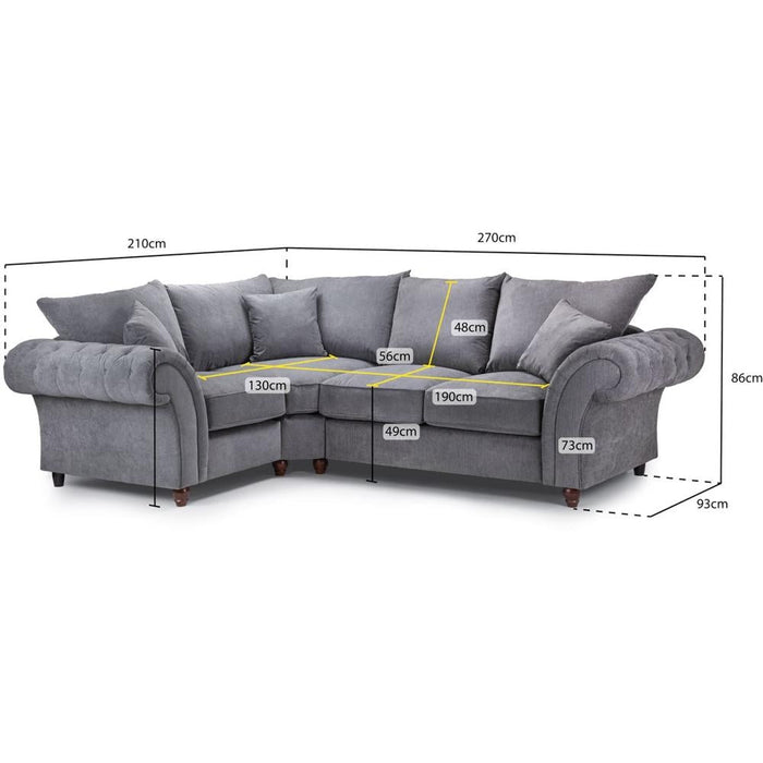 Windsor Fullback Grey Left Hand Facing Corner Sofa
