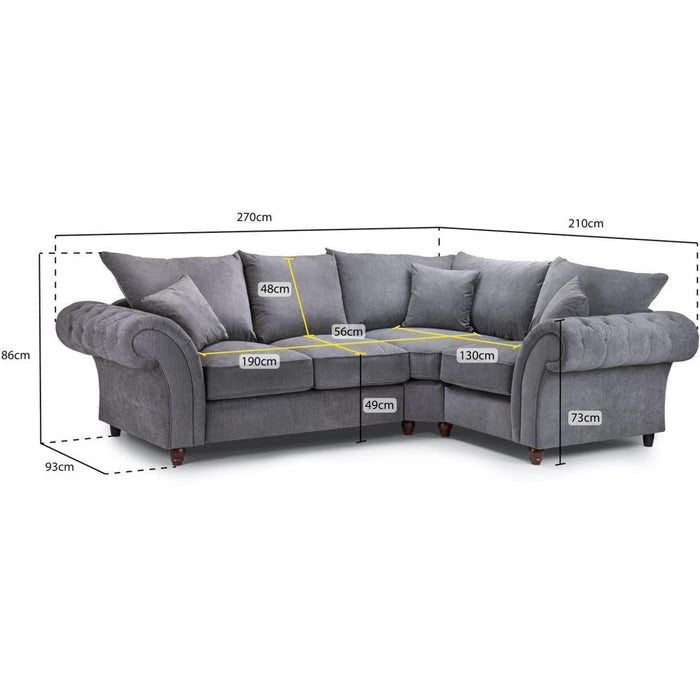 Windsor Fullback Grey Right Hand Facing Corner Sofa