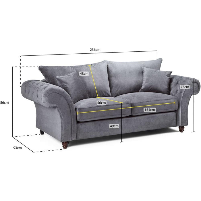 Windsor Fullback Stone 3 Seater Sofa