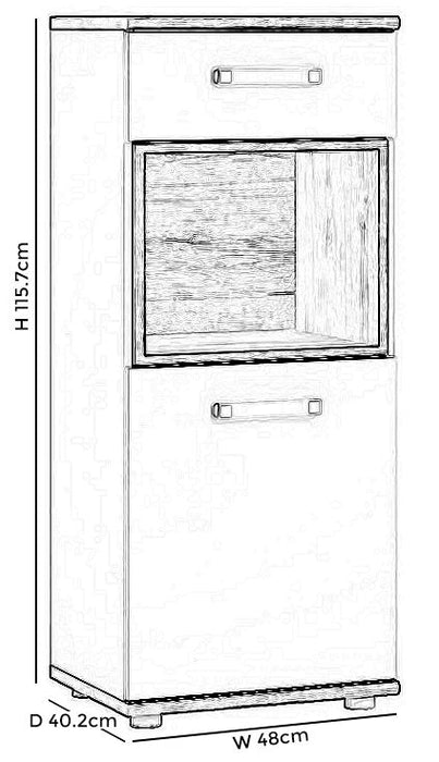 4Kids 1 Door 1 Drawer Narrow Cabinet with Opalino Handles
