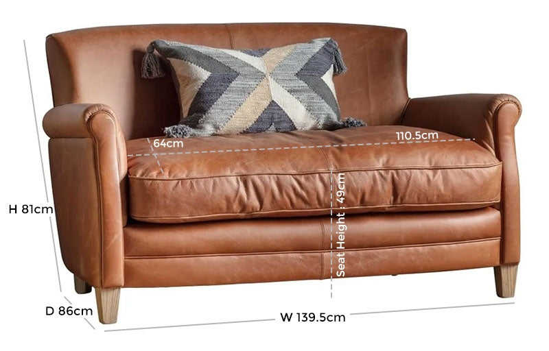 Mr. Paddington Vintage Brown Leather 2 Seater Sofa