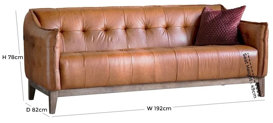 Ecclestone Vintage Brown Leather 3 Seater Sofa