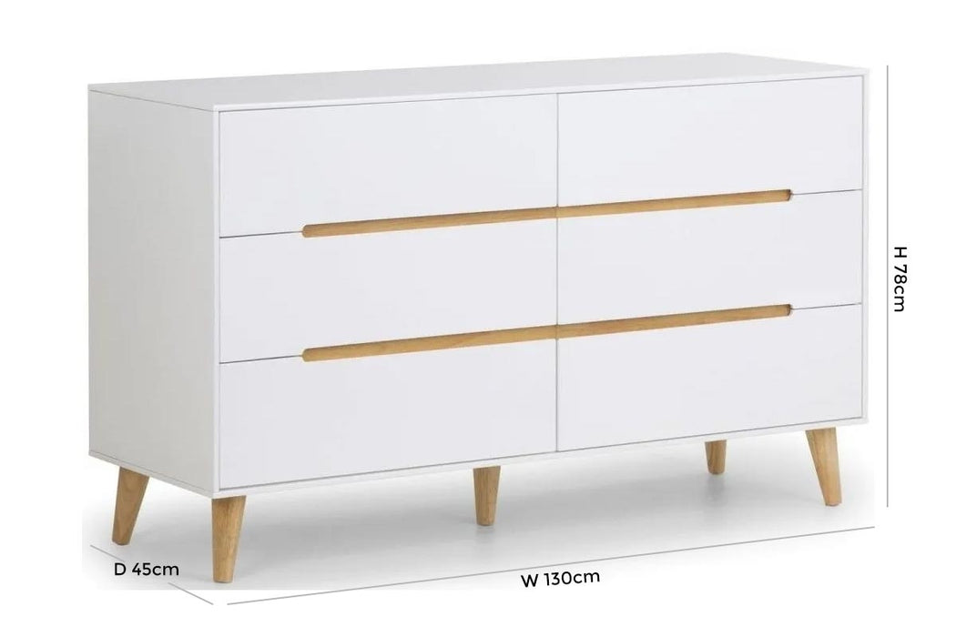 Alicia White and Oak 6 Drawer Chest