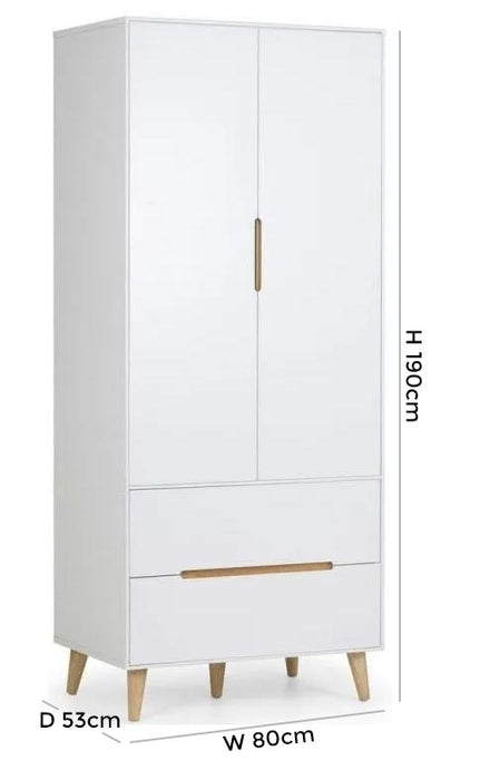 Alicia White and Oak 2 Door Combi Wardrobe