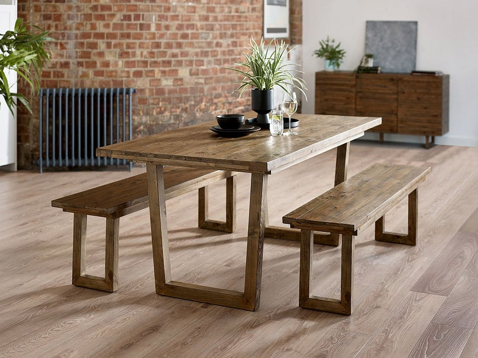 Woburn Reclaimed Pine 6 Seater Dining Table and 2 Bench