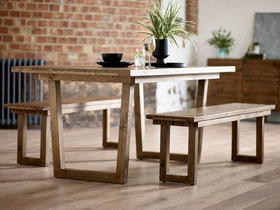 Woburn Reclaimed Pine 6 Seater Dining Table and 2 Bench
