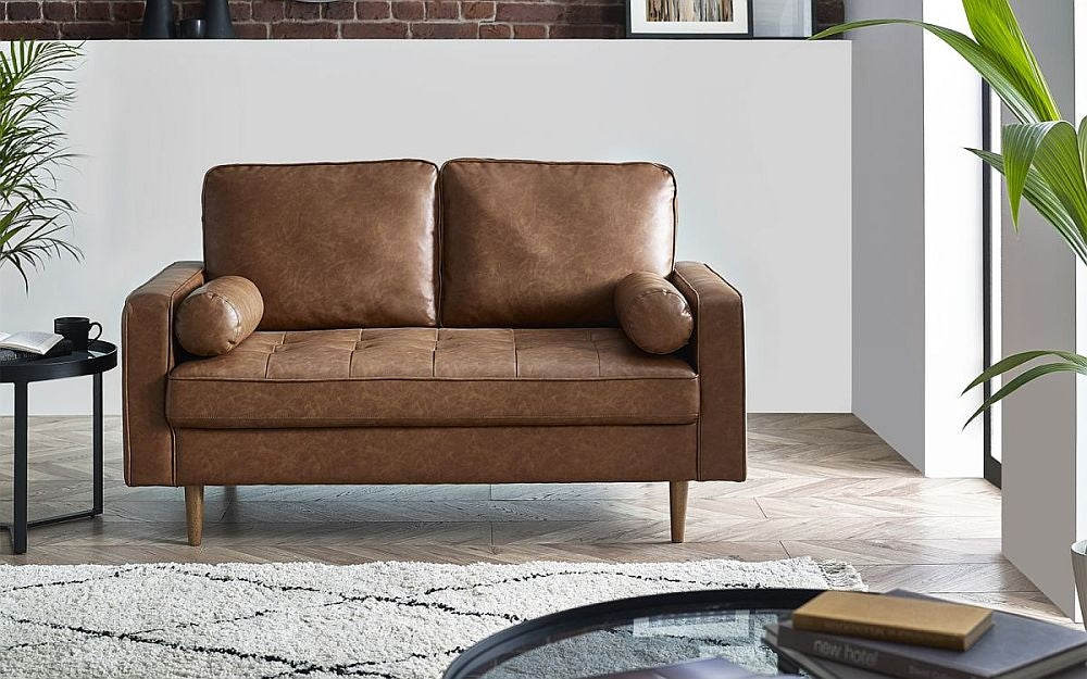 Henley Brown Faux Leather 2 Seater Sofa