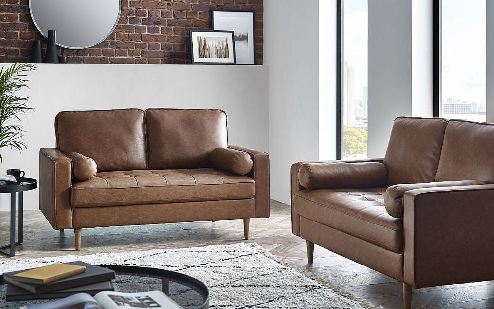 Henley Brown Faux Leather 2 Seater Sofa
