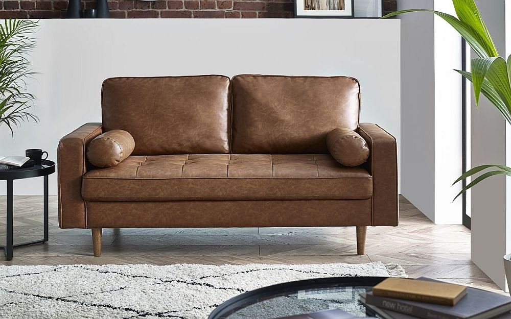Henley Brown Faux Leather 3 Seater Sofa