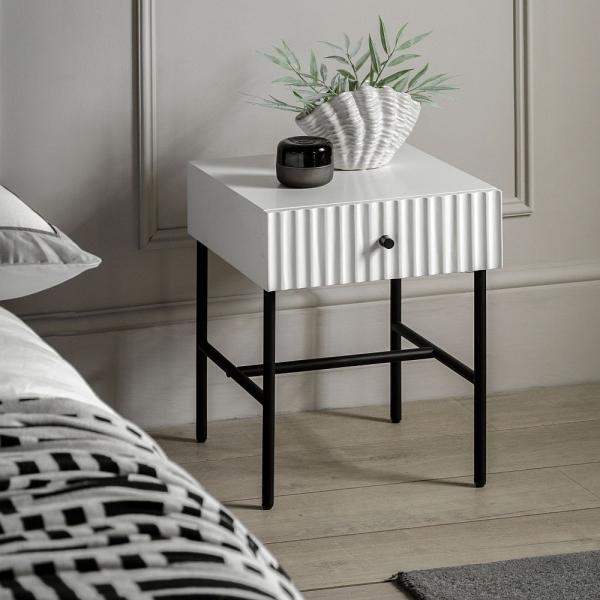 Buckhurst 1 Drawer Bedside Cabinet - Comes in White, Grey and Blue Options