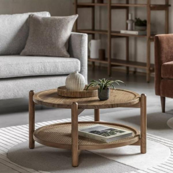 Cannes Acacia Wood 80cm Round Coffee Table