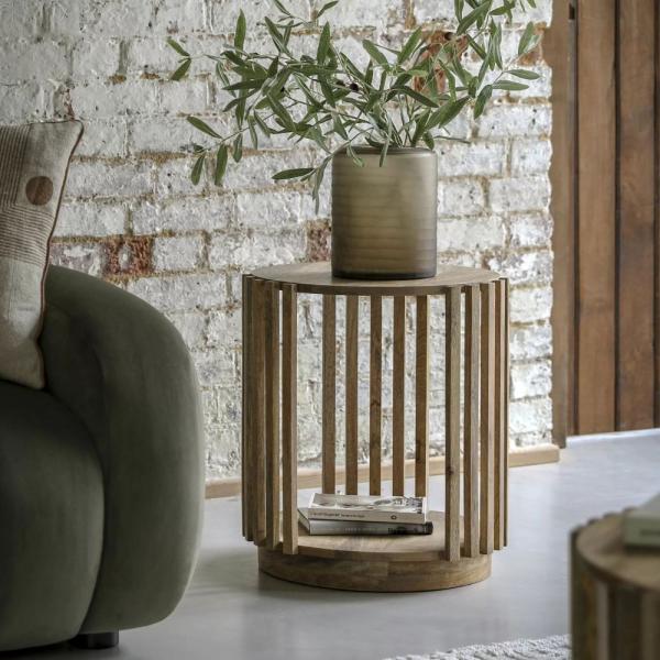 Voss Mango Wood Round Side Table