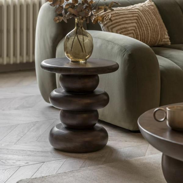 Sculpt Mango Wood Round Side Table