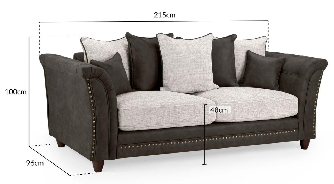 Bella Brown Faux Leather 3 Seater Sofa