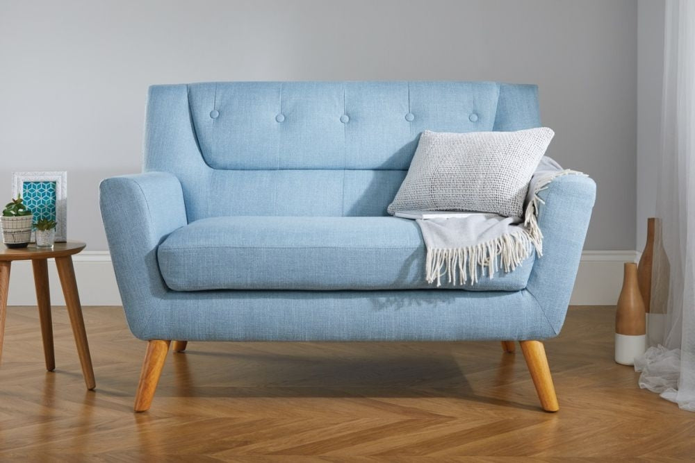Lambeth Blue Fabric 2 Seater Sofa