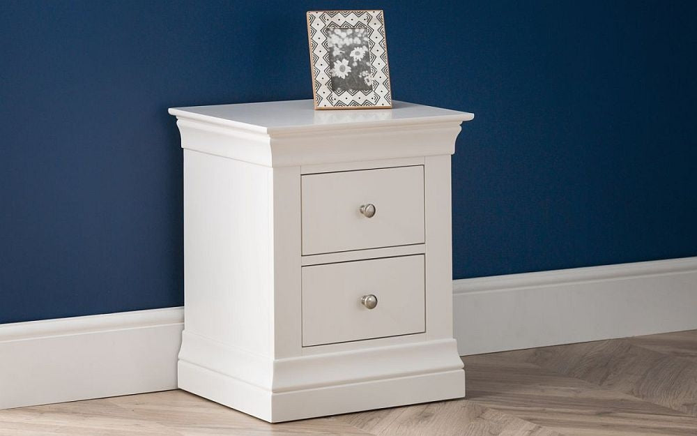 Clermont White 2 Drawer Bedside Cabinet