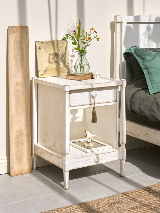 Willis and Gambier Atelier Distressed White Bedside Cabinet