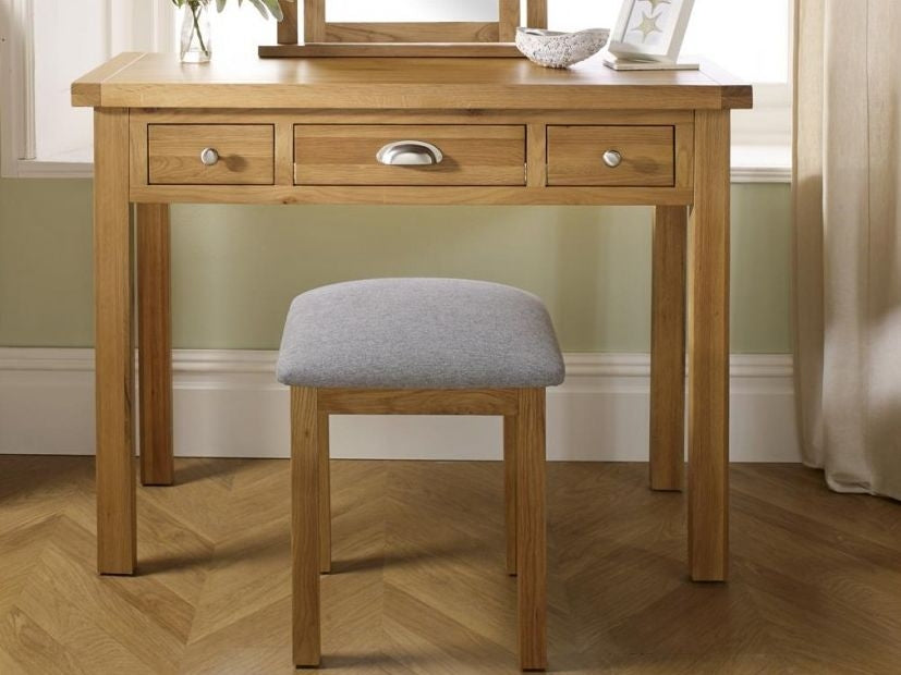 Woburn Rustic Oak Padded Dressing Stool