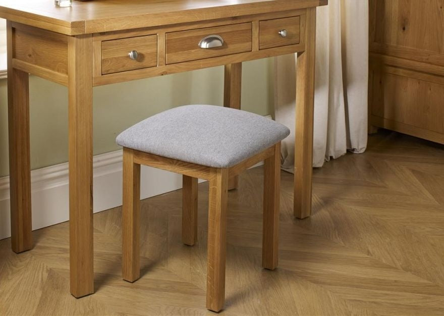 Woburn Rustic Oak Padded Dressing Stool