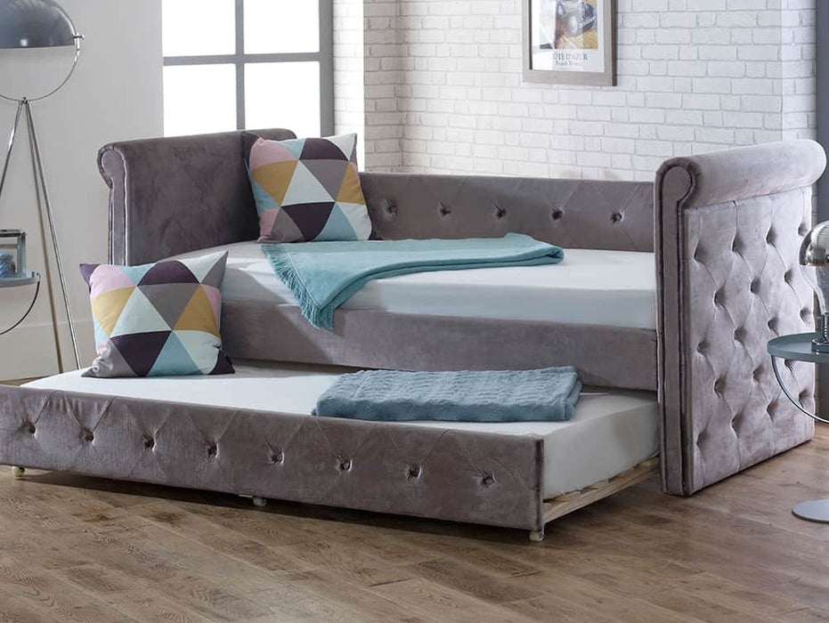 Limelight Zodiac Silver Velvet Fabric Guest Bed Frame
