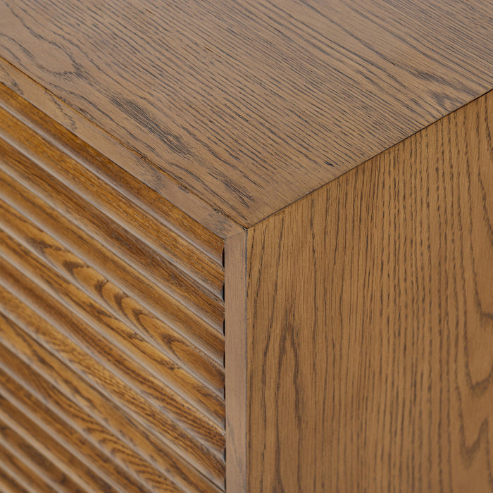 Charlton Ribbed Walnut Bedside | 2 Drawer