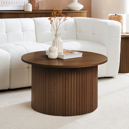 Birlea Axel Round Fluted Coffee Table Walnut