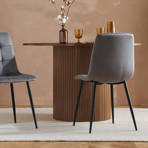 Birlea Axel Round Fluted Dining Table Walnut